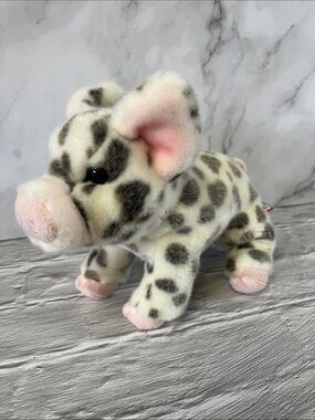 Douglas Spotted Pig PAULINE White with Gray Spots Piglet 11" Stuffed Plush